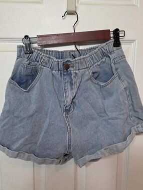 SHEIN Light Blue Elastic Waist Denim Shorts